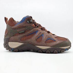 Merrell Yokota 2 Waterproof Hiking Shoes Men's Size 8 Brown Blue Boots J036705